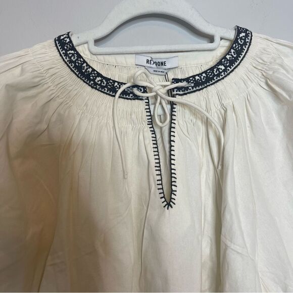 RE/DONE Victorian Cut Off cotton blouse NWT Large - Picture 7 of 11